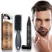 Beard Pencil Filler for Men - Black Beard Pen - Beard Brush Bristle Waterproof Sweatproof - Natural Long-lasting Coverage Mustache Set Kit - Shape Define Colour Enhance Facial Hair Styling Thickener