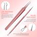 MelodySusie Blackhead Remover Kit - Professional Stainless Pimple Popper Tool for Nose & Face - Comedone Extractor & Blemish Whitehead Tool with Metal Case - Pink - Buy Online on GoSupps.com
