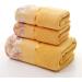 Lace Edge Embroidered Bath Towel Set - Super Absorbent Fiber - Yellow - 3 Piece Set - Buy Online on GoSupps.com