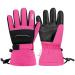 BQA children ski gloves waterproof snowboard gloves snow hand shoes winter warm snow gloves tear -resistant windproof with extra long sleeves cuff for young and girls S pink