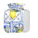 Hot water bottle with cover 1 l small for pain relief bed hand and feet without BAP lemon fruits