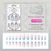 VOTACOS Medium Round Nude Fake Nails with Blue Wave Design - Glossy Full Cover Press on Nails for Women - Buy Online on GoSupps.com