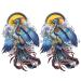 Oottati 2 Sheets Arm Thigh Leg Waterproof Fake Temporary Tattoos Stickers for Men and Women Blue Phoenix Feather