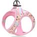 HEELE Dog Harness Small Dog Puppies Step-in Soft Mesh Harness Reflective Lightweight Breathable Visible in Dark Harness with Floral Pattern Comfort for Walking Training Pink Flower M M Chest: 44-48cm (Pack of 1) R Flower Pink