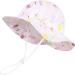 LANGZHEN Baby Girls Beach Sun Hat with Chin Strap | Adjustable Toddler Kids Wide Brim Play Hat | Flamingo-Pink+White -Strawberry | 2-4 Years - Buy Online on GoSupps.com