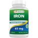 Best Naturals Iron Supplement - 65 mg - 240 Tablets - Non-GMO & Gluten Free