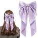 Bow Hair Clip Hair Bows for Women Big Bowknot Hairpin French Hair Clips with Long Ribbon Solid Color Hair Barrette Clips Soft Satin Silky Hair Bows for Women Girls(Purple)