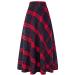 Sanahy Women's Plaid Wool Maxi Skirt - XL Red | High Elastic Waist A-line Winter Flare Skirt with Pockets - Buy Online on GoSupps.com