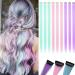 KARLOR Coloured Hair Extensions 9 Pieces Light Purple & Mint Blue & Light Pink Hairpiece Dyed Hair Strands Colourful Straight Hairpiece Clip in Hair Extensions Party Costumes Fancy Dress Cosplay