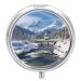 Pill Box Pill Case 3 Compartment Travel Pill Box Winter Landscape in The Bavarian Alps Printing Small Pill Box Portable Medicine Pill Case Pill Organizer for Purse & Pocket for Travel Handbag (Round)