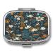 Pill Box Wild Nature Print 2 Compartment Medicine Pill Case Pill Organizer Decorative Metal Portable Pill Box for Pocket Or Purse Style