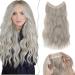 SEGO Invisible Wire In Hair Extensions With Adjustable Transparent Wire 4 Secure Clips Long Wavy Secret Hairpiece - 20 Inch Ash Blonde Mix Silver Grey 20 Inch Ash Blonde Mix Silver Grey