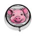 Metal Pill Box 2.0x2.0x0.7 in Mini Travel Medicine Pill Organizer Box for Purse Pocket Funny Pink Pig Face Picture