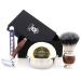 Old School Men's Shaving Set ft Synthetic Brush DE Safety (Blades Not Included) Engraved Bowl & Soap| Gift for Him