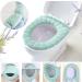 Jiozermi 4pcs Bathroom Soft Toilet Seat Cover Pads - Thicker, Warmer, Stretchable, Washable - Easy Installation & Cleaning - Blue, Pink, Brown, Green - Buy Online on GoSupps.com