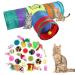 32Pcs Cat Toys Kitten Interactive Pet Toys Assortments, Foldable Rainbow S-Tunnel, Cat Feather Teaser, Wand Interactive Feather Toy, Fluffy Mouse, Crinkle Balls, Bell Play for Cat, Puppy, Kitty, Kitten 3 way
