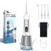 Water Dental Flosser oral irrigator JNGOODS 300ml Rechargeable water flosser for teeth IPX7 Waterproof 9 Modes portable Oral Irrigator LED display with 4 jet tips Travel Home use (White)