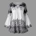 Retro Printed Plus Size Women's Blouse | Long Sleeve Lace Keyhole Tunic Top in Black - 3XL - Buy Online on GoSupps.com
