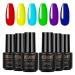 ROSALIND UV Nail Polish 6 Colours Shellac Nail Polish Red Yellow Green Blue Purple Gel Nail Polish Set Salon/Home UV LED Soak Off Gel Polish Set 7 ml Blue Green Purple Red Violet
