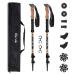 Glymnis carbon nordic walking sticks hiking sticks adjustable 65-135cm trekking sticks clamping closure cork handle with 4 pair of rubber buffers black
