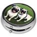 Mini Metal Pill Box - Round Travel Medicine Organizer | Funny Happy Pug Dog Design | Perfect for Purse & Pocket - Buy Online on GoSupps.com