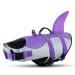 Queenmore life jacket Dog adjustable dogs life jacket ripstop lifeguard with high buoyancy and durable rescue handle for dogs for medium -sized dogs (purple l) l Purple Shark