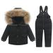 Kids Snowsuit Set 2-Piece Ski Suits Winter Hooded Puffer Jacket and Snow Bib Pants Toddler Ultralight Skisuit Set 18-24 Months