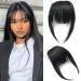 Fringe Hair with Temples Clip in Bangs Real Human Hair Bangs Flat Bangs Hair Extensions 1b# Black Color Air Bangs 1b# Black