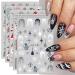 JMEOWIO 10 Sheets Glitter Christmas Nail Art Stickers Decals Self-Adhesive Snowman Snowflake Winter Holiday Black Nail Supplies Nail Art Design Decoration Accessories