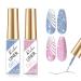 Rechoo 2pcs Liner Nail Gel Polish-10ml Blue & Pink Reflective Glitter Gel Polish For French Nail Art Sparkly Shinny Soak off Shellac Gel for Nail Design Beginners and Professionals G-2-Blue & Pink Glitter