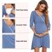 Sykooria Women's Cotton Nursing Nightdress, 3/4 Sleeves, Maternity Labour Nightgown - Blue, Size L - Buy Online on GoSupps.com