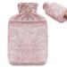 Jsdoin Hot Water Bottle with Luxury Cosy Faux Fur Cover UK 2L Leakproof Hot Water Bag for Neck Shoulder Pain and Hand Feet Warmer (Pink)
