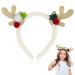 CHEERYMAGIC Christmas Reindeer Antlers Headband Sequins Christmas Headbands Cute Xmas Hair Hoops with Ears Christmas Head Hat Toppers Costume Headwear for Xmas Holiday Party Decoration A3LJFG (white)