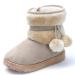 Yeeteepot Baby Girls' Winter Booties Boys Warm Lined Snow Boots Plush Shoes Kids Anti-Slip Ankle Boots Indoor Soft Soled Toddler Shoes Flat Booties 5 UK Child Beige