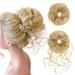 Hair Bun Extensions Hairpiece Hair Rubber Scrunchies Curly Messy Bun Wavy Curly Hair Wrap Ponytail Chignons Bridal Hairstyle Voluminous Wavy Messy Bun Updo Hair Pieces with Hair Rope & Hairpin Blonde Hair Ring With Braid - Gold