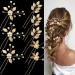 8PCS Gold Leaf Wedding Hair Pins Bridal Headpiece with Pearls Crystal Wedding Hair Styling Pins Vintage Hair Accessories for Brides Bridesmaids and Flower Girls