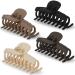 4PCS Muted Hair Clips Medium To Big Size Claw Clips For Fine Hair Non-Slip Grip Black Brown Beige Cream Set For Woman Girls Black/Brown/Beige/Cream