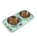L.D.Dog Cat Food Bowls, Cat Bowls Non-Skid and Non-Spill Silicone Pads with PP Stand, Removable Stainless Steel Food and Water Dishes for Cats, Small Size Dogs Aquamarine