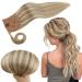 Runatur real hair braided brown highlight blond 40cm remy hair extension 80g ponytail extensions real hair ash brown with platinum blonde smooth real hair ponytail brown blond #8p60 40 cm 1-braid #8P60