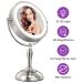 Mirrormore 8.5 Large Vanity Mirror with 40 Dimmable LED Lights, 1X/10X Magnification, 3 Light Colors, Senior Pearl Nickel Finish - 360 Rotation, Power Saving Supply - Buy Online on GoSupps.com