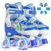 ToawHHG Kids Roller Skates, Roller Skates for Girls and Boys, 4 Size Adjustable Toddler Roller Skates, Outdoor Indoor Patines para Nias with Light Up Wheels new blue Medium-Youth(3Y-6Y US)