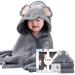 ZXK CO Hooded Baby Bath Towel Absorbent Baby Towel with Elephant Hood Flannels Baby Blanket Set with Baby Muslin Squares New Born Baby Essentials Personalised Baby Gifts for Newborn