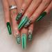 24pcs St. Patrick's Day Lucky French Press on Nails Leaf Clove Fake Nail Patrick's Day Long Coffin Nails Press on Nails Coffin Shape Nails For Women's - Buy Online on GoSupps.com