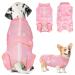 Slowton dogbody after op soft breathable leak protection anti-wound licking suit with zipper e-neck band Alternative one-piece for dogbody after castration male bitch l pink