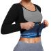 Sauna Suit for Women Sweat Body Shaper Jacket Hot Waist Trainer Long Sleeve Zipper Shirt Workout Top Black Large