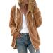 HANXIULIN Plush Jacket Oversize Warm Lined Fleece Coat Women's Fleece Jacket Warm Sweater Winter Color Variations Transition Jacket Faux Fur Casual Sweat Jacket Cardigan Coat Women Winter XL Khaki