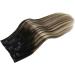 Moresoo Balayage Clip in Human Hair Extensions - Natural Black to Dark Brown with Caramel Blonde - 24 Inch 5 Pieces/70g #1B/3/27 - Buy Online on GoSupps.com