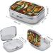 Pill Box Wine Bottle Art Print | 2 Compartment Travel Pill Organizer | Decorative Metal Pill Case for Pocket & Purse - Buy Online on GoSupps.com