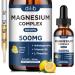 Triple Magnesium Complex Supplement-Liquid Magnesium Glycinate Citrate Malate Liquid Drops 500mg with Ashwagandha L-Theanine Vitamin B6 for Calm Stress Relief Sleep Muscle Support-2 Fl Oz Lemon 2 Fl Oz (Pack of 1)
