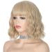 morvally Blonde Wig with Bangs Short Blonde Wigs for Women Blond Wavy Synthetic Hair Bob Wigs for Womens Daily Wear 12 Inch